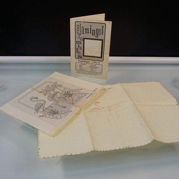 Flamingos Counted Cross Stitch Booklet Craft Fabric Insturctions Pre- Started - Picture 2 of 5